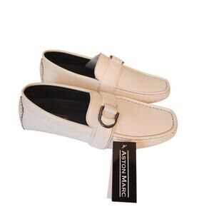 Aston Marc Men's Charter Side Buckle Loafers White 9M